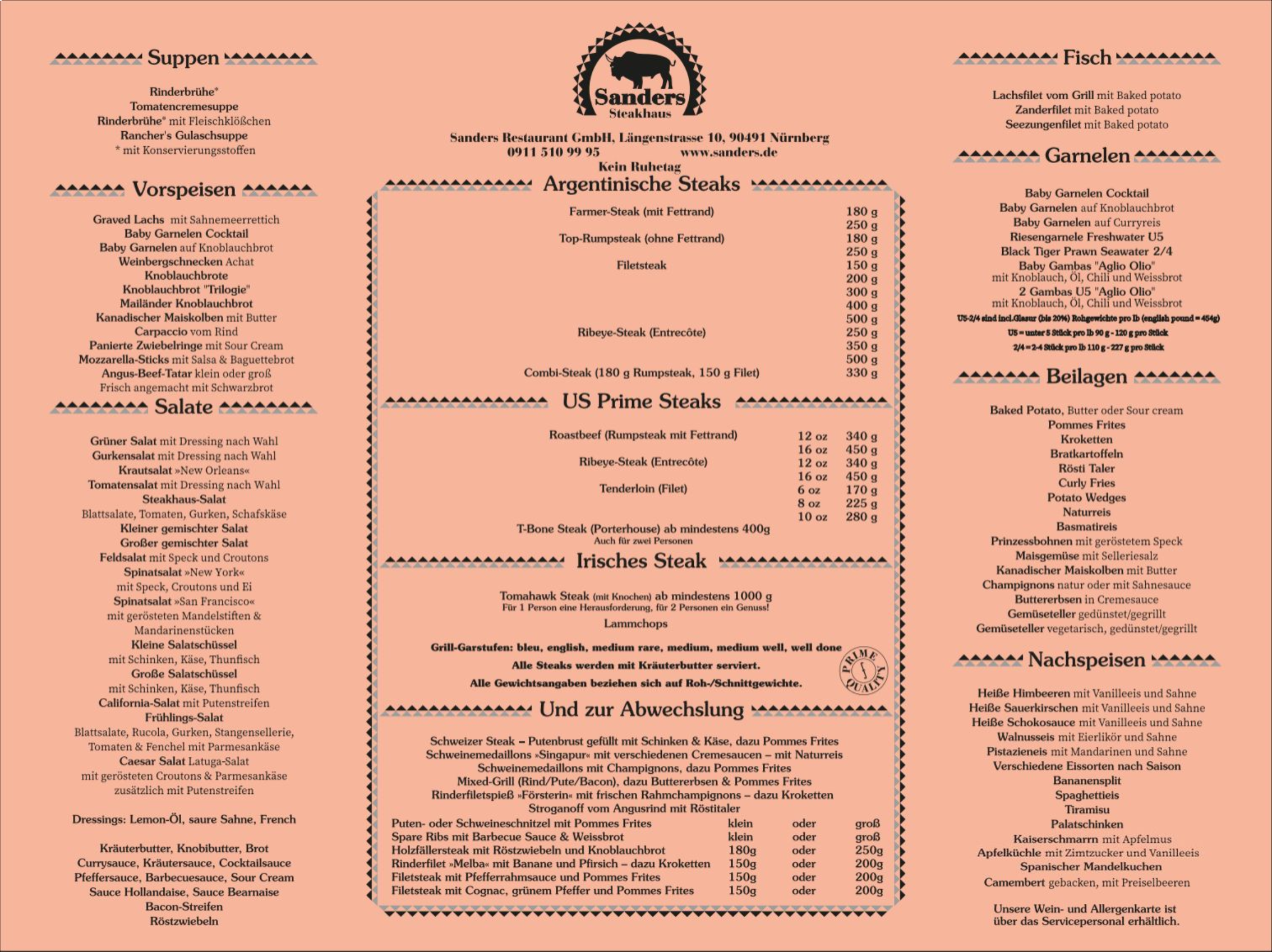 Sanders Tischset ohne Preise